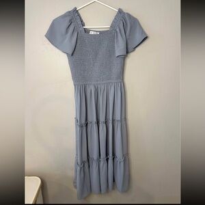 Ivy City Co Elegant Blue Smocked Dress